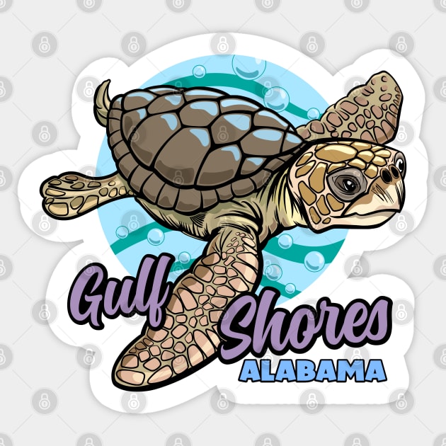 Sea Turtle Gulf Shores Alabama Sticker by SuburbanCowboy